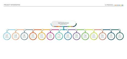 Infografik Prozess Design mit Symbole und 14 Optionen oder Schritte. vektor