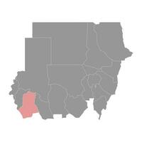 söder darfur stat Karta, administrativ division av sudan. vektor illustration.