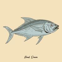 tonfisk fisk i årgång handritning stil vektor illustration