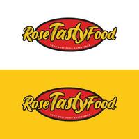 Jahrgang Etikette Logo Design zum Essen Geschäft vektor