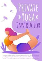 Broschürenvorlage für private Yogalehrer. Fitness-Klasse. Yoga-Pose. Bodypositive Flyer, Broschüre, Broschürenkonzept mit flachen Illustrationen. Vektorseiten-Cartoon-Layout für Zeitschrift mit Textraum vektor