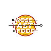 eben Stock Kebab Logo Design zum Restaurant Essen Geschäft Stock Fleisch Rindfleisch vektor