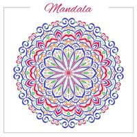 bunt Mandala. hell Blau und rot orientalisch kreisförmig Ornament mit indisch, Arabisch, Türkisch Motive. isoliert, Vektor, editierbar. vektor