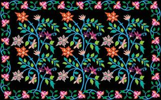 nahtlos Hand gezeichnet Blumen- Muster mit Tantuja Textil- drucken Design. Blume Blätter, Blumen- Blumensträuße, Zeichnung Illustration vektor