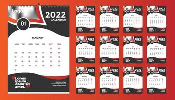 månatlig malldesign för väggkalender för 2022, år. veckan börjar på söndag. planerare dagbok med plats för foto. vektor