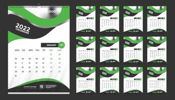 månatlig malldesign för väggkalender för 2022, år. veckan börjar på söndag. planerare dagbok med plats för foto. vektor