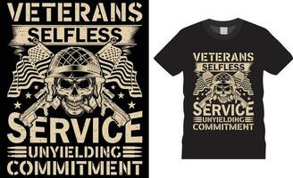 veteraner osjälvisk service orubblig engagemang amerikan veteran- t-shirt design vektor mall.