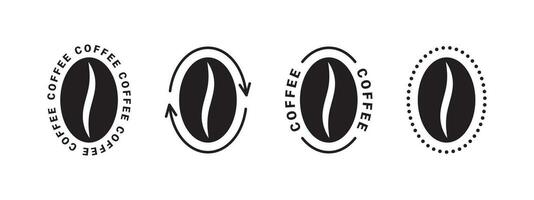 Kaffee Bohne Logos. Kaffee Geschäft Etiketten Satz. Vektor skalierbar Grafik