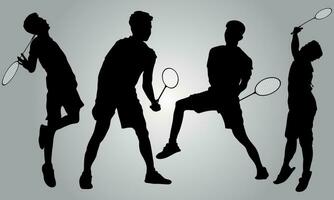badminton spelare vektor platt silhuett samling