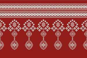 ethnisch geometrisch Stoff Muster Kreuz Stich.ikat Stickerei ethnisch orientalisch Pixel Muster rot Hintergrund. abstrakt, vektor, illustration. Textur, Kleidung, Rahmen, Dekoration, Motive, Seide Hintergrund. vektor