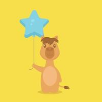 söt kamel som håller ballongen fri vektor
