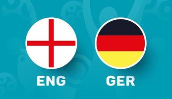 England gegen Deutschland Runde 16 Spiel, Fußball-Europameisterschaft 2020 Vektorgrafik. Fußball-Meisterschaftsspiel 2020 gegen Mannschafts-Intro-Sport-Hintergrund vektor