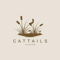 bäckar och cattails flod logotyp, gräs design enkel minimalistisk illustration vektor mall