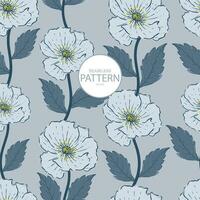 nahtlos Muster Vektor Blume Blau und grau Farbe Ton