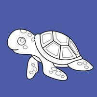 söt hav sköldpadda djur- under vattnet tecknad serie digital stämpel översikt vektor