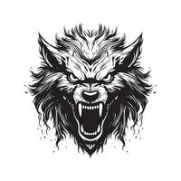 Wolf Monster, Jahrgang Hand gezeichnet Illustration vektor