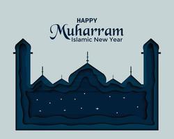 glad muharram-moské i pappersstil vektor