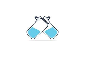 Fitnessstudio Wasser Flasche im Kreuz Zeichen Logo Design. Sport und trinken Objekte Symbol Konzept. Wasser im Flaschen Symbol Design. vektor
