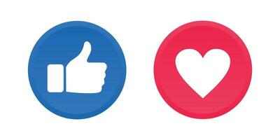 Daumen oben und Herz, Sozial Medien Vektor Symbol, mögen