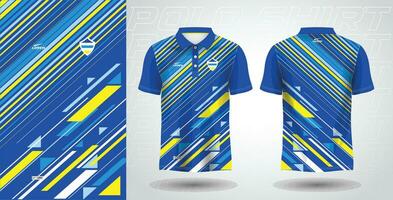 Blau Gelb Polo Sport Hemd Sublimation Jersey Vorlage Design Attrappe, Lehrmodell, Simulation vektor