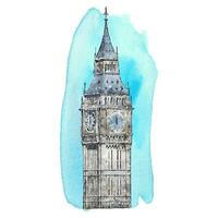 London vereinigt Königreich Aquarell Hand gezeichnet Illustration isoliert auf Weiß Hintergrund vektor