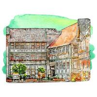 Stolberg Deutschland Aquarell Hand gezeichnet Illustration isoliert auf Weiß Hintergrund vektor