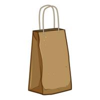 braun Papier Mittagessen Tasche Karikatur Vektor Illustration