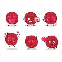 Scheibe von Zuckerrüben Karikatur Charakter mit Liebe süß Emoticon vektor