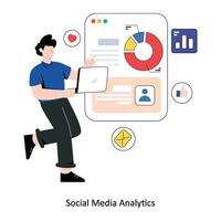 social media analys platt stil design vektor illustration. stock illustration