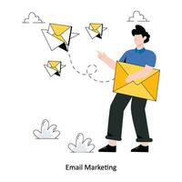 Email Marketing eben Stil Design Vektor Illustration. Lager Illustration