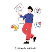 social media underrättelse platt stil design vektor illustration. stock illustration