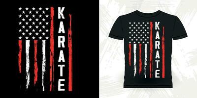 amerikan flagga rolig karate Träning årgång karate t-shirt design vektor
