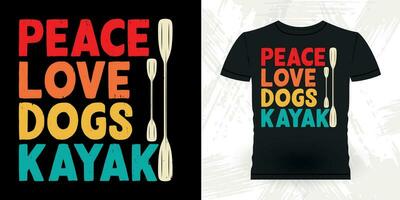 fred kärlek hundar rolig paddling båt retro årgång Kajakpaddling t-shirt design vektor