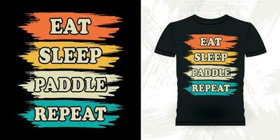 äta sömn paddla upprepa rolig paddling båt retro årgång Kajakpaddling t-shirt design vektor