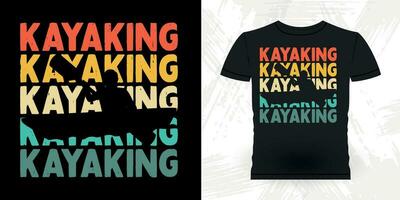 rolig paddling båt retro årgång Kajakpaddling t-shirt design vektor