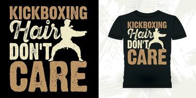 kickboxning hår inte vård rolig karate Träning årgång karate t-shirt design vektor