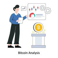 Bitcoin Analyse eben Stil Design Vektor Illustration. Lager Illustration