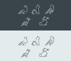 geometrisk djur- logotyper, vektor djur- logotyper, djur- logotyp uppsättning. vektor redigerbar stroke.