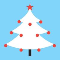 Weihnachtsbaum-Tanne flache Design-Symbol-Zeichen-Vektor-Illustration. Symbol der Familie Weihnachtsfeiertag isoliert auf weißem Hintergrund. mit Kugeln und Sternen. Frohe Weihnachten, Frohes neues Jahr. vektor