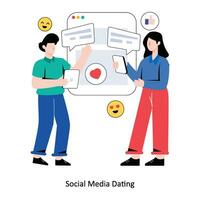 Sozial Medien Dating eben Stil Design Vektor Illustration. Lager Illustration