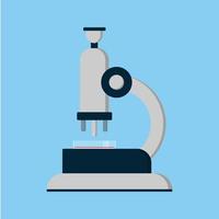 vetenskapslaboratoriummikroskop platt stil design ikon tecken vektorillustration isolerad på ljusblå bakgrund. element för sjukhus eller laboratorieutrustning med linser. vektor