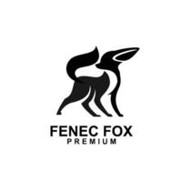fennec räv logotyp ikon design illustration negativ svart vit vektor