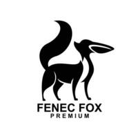 fennec räv logotyp ikon design illustration negativ svart vit vektor