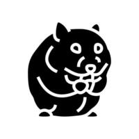 Hamster mit Essen Haustier Glyphe Symbol Vektor Illustration
