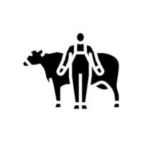 Kuh mit Farmer Glyphe Symbol Vektor Illustration
