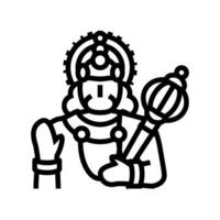 hanuman hinduism religion linje ikon vektor illustration