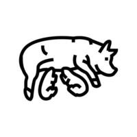 Schwein Ferkel Bauernhof Linie Symbol Vektor Illustration