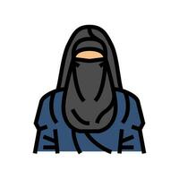 hijab slöja islam Färg ikon vektor illustration