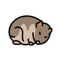 Hamster Schlafen Haustier Farbe Symbol Vektor Illustration