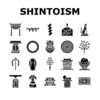 Schintoismus Japan japanisch Tempel Symbole einstellen Vektor